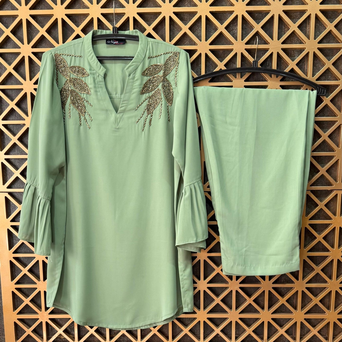 Light Green cord set with Hand work