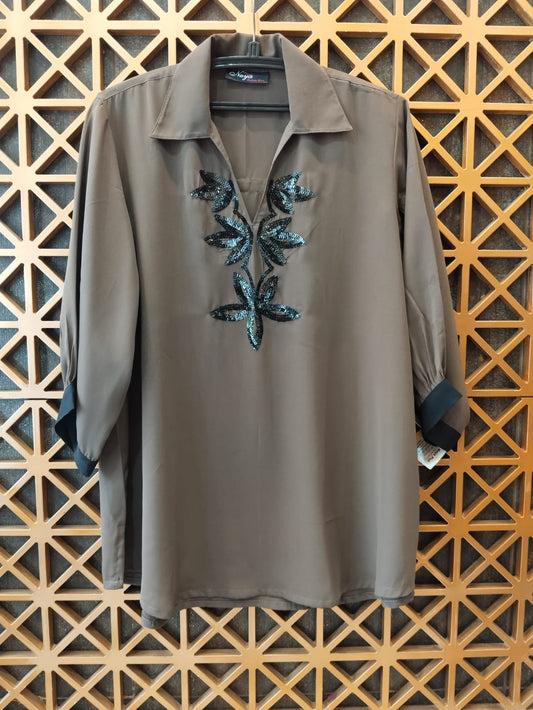 Brown Top with Hand work